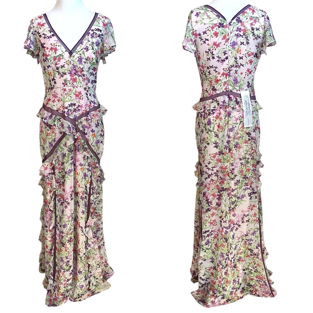 NWT BCBGMaxAzria Floral Ruffled Maxi Dress